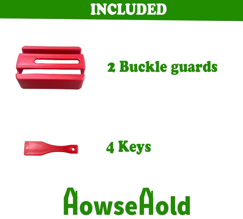 HowseHold Seat Belt Buckle Guard Cover 2 Pack & 4 Release Keys | Universal Fit  Prevents Kids & Disabled Passengers Unbuckling Seat Belts (2x Red Buckle Guards) Sea Belt Lock - Image 5